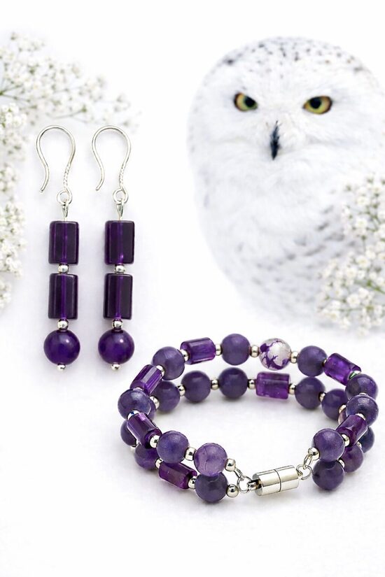 Dabīgo pērļu rotu komplekts "Pūces Maģija"